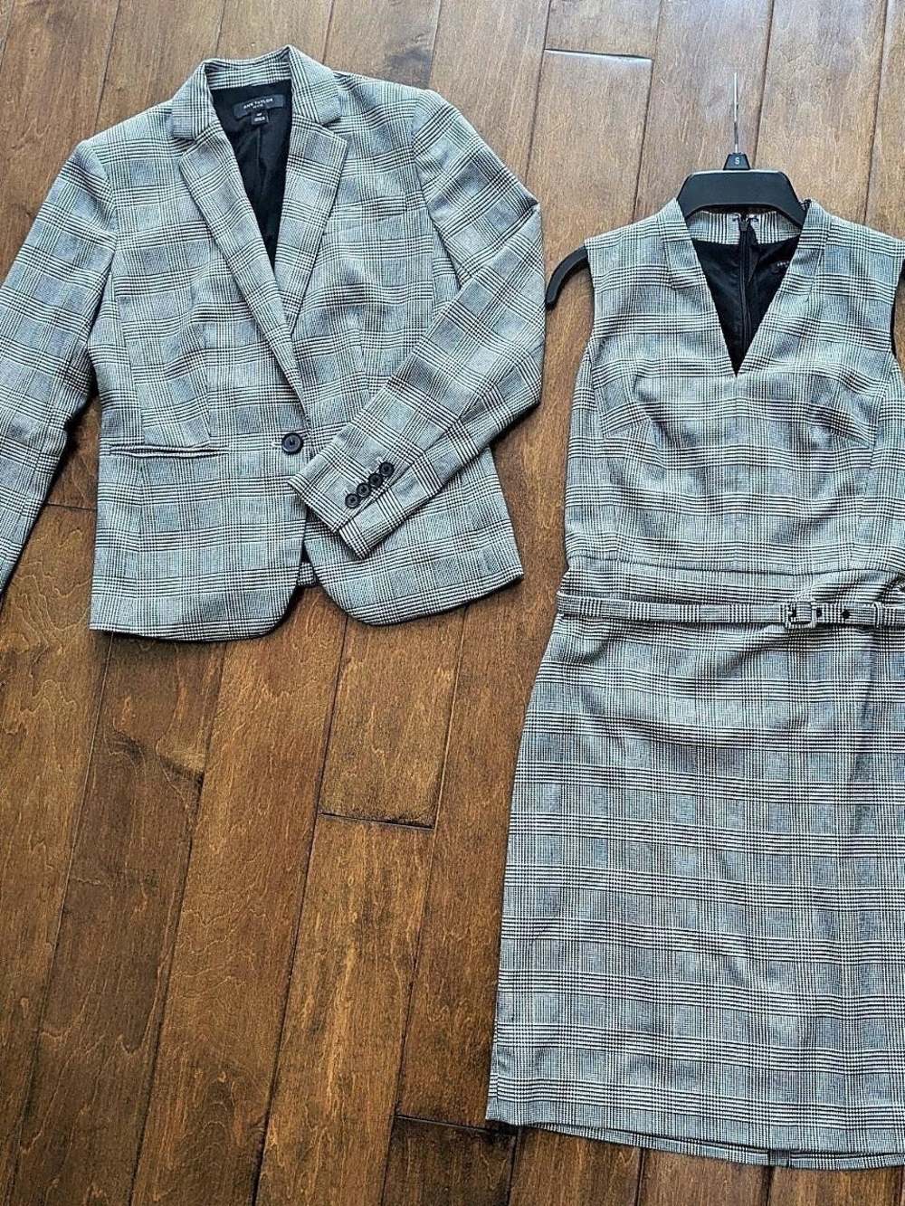 Ann Taylor Gray Glen Plaid Blazer and Sheath Dress Set